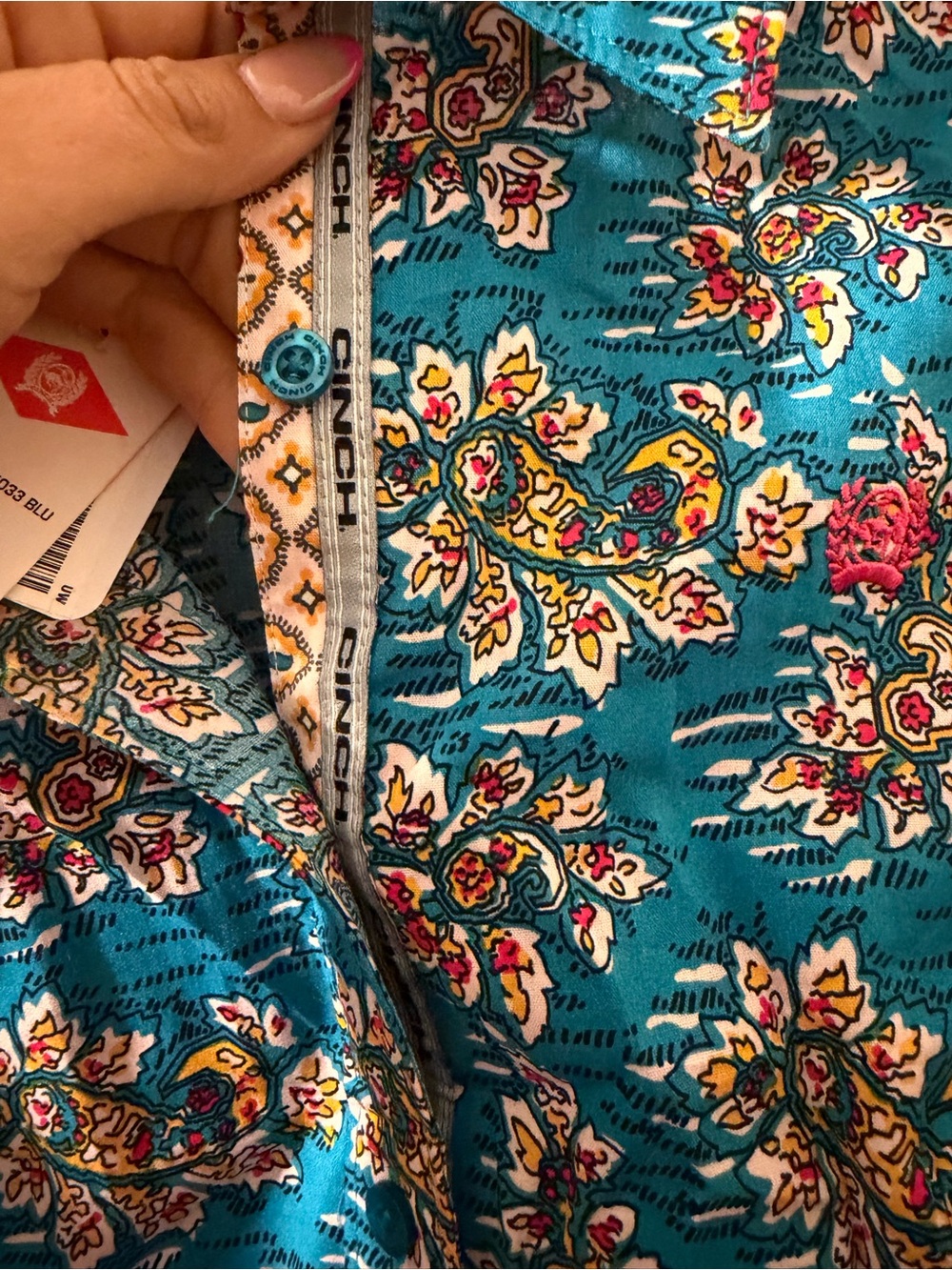 CINCH Bright Teal Floral Button-Up Top - Picture 5 of 7